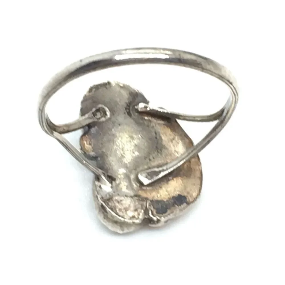 VINTAGE STERLING TURQUOISE Ring Double Stone Southwestern Size 5.25